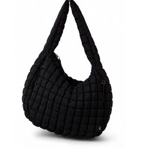 FP Movement by Free People Black Quilted Black Oversized Carryall Shoulder Bag